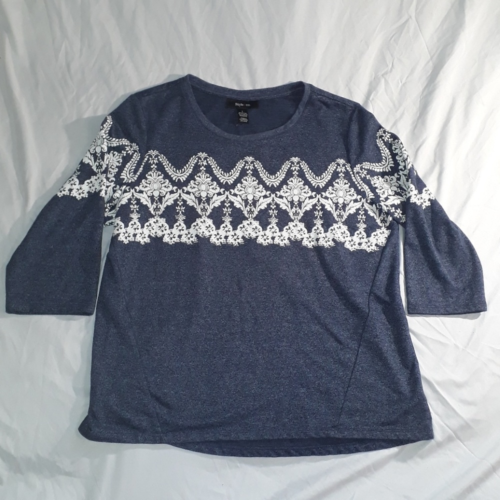 Style & co. Blue Half Sleeve Sweater Size Large